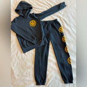 Aviator Nation kids smiley sweatpants/sweatshirt set navy size 12